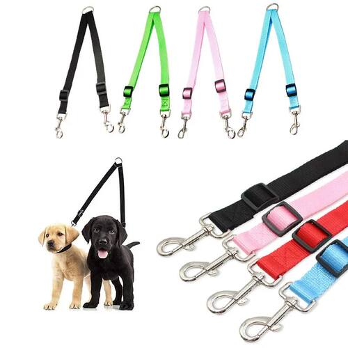 Double Twin Dual Coupler Dog Leash Two in One Strong Nylon V