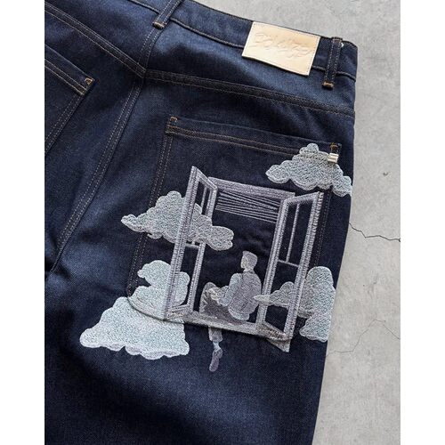 On Air Shorts Men Casual Baggy Jeans Short Y2k Retro Blue Po