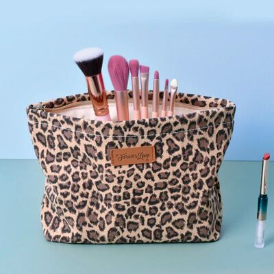 Leopard Print Large Makeup Bag - Stylish cute Toiletry Organ