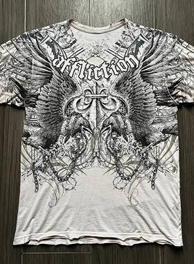 2000s affliction Hip Hop Skull Graphic t shirts Men Streetwe
