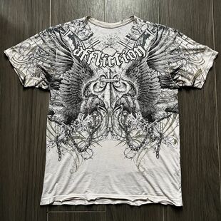 2000s affliction Hip Hop Skull Graphic t shirts Men Streetwe