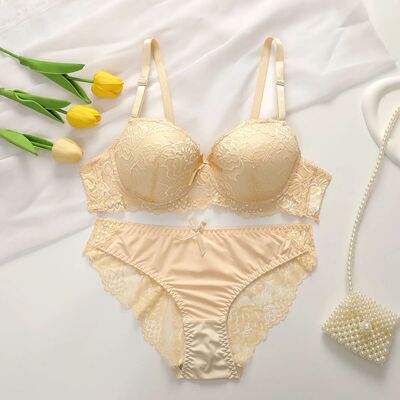 2Pieces Bras and Panty Sets Sexy Lace Transparent Floral Clo