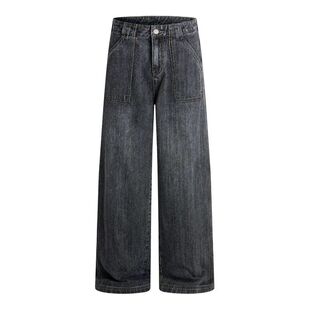 Jeans Straight Trousers Man Casual Denim Washed Original