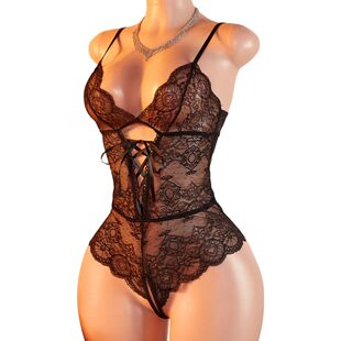 Women Lace Hollow Bodysuit Erotic Pajamas Sexy Crotchless Li