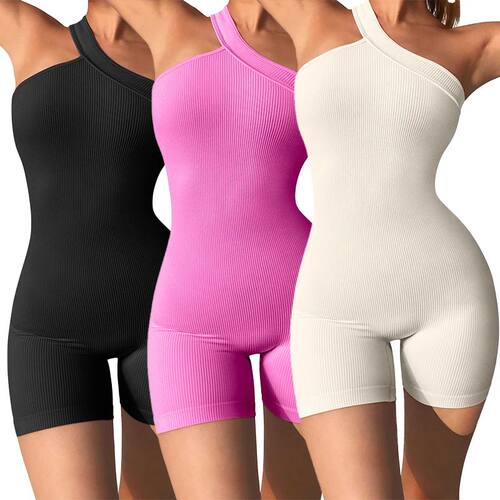 Women's Yoga Rompers One Piece Tummy Control Seamless Ribbed