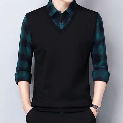 Fashion Men Social Business Plaid Polo Shirts England Style