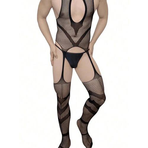 Men's Underwear Bodystockings Hollow Out Fishnet Bodysuits C