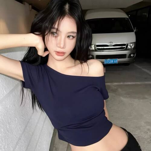 Girl Summer Casual Asymmetric Shoulder Top New Design Short-