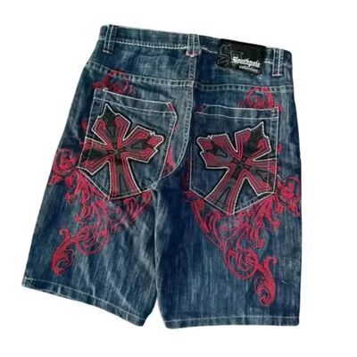 High Quality Street Y2K Retro Denim Shorts Shinjuku Hip Hop