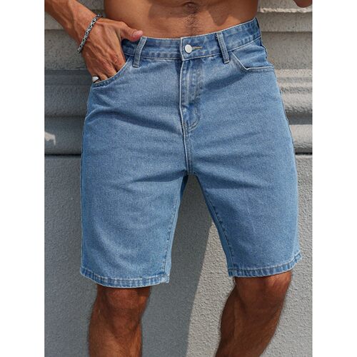 Men's summer denim shorts. A common item in summer. Simple i