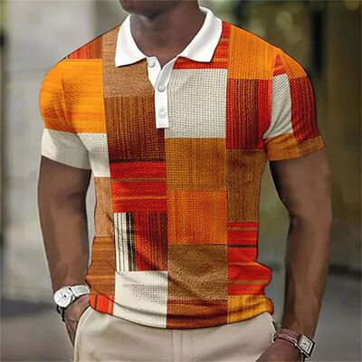 Vintage Splicing Striped Plaid 3D Printed Polo Shirts For Me