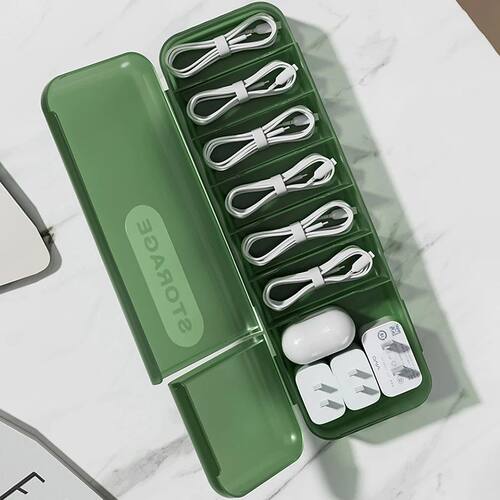 Desktop Covered Data Cable Storage Box, Power Charging Cable