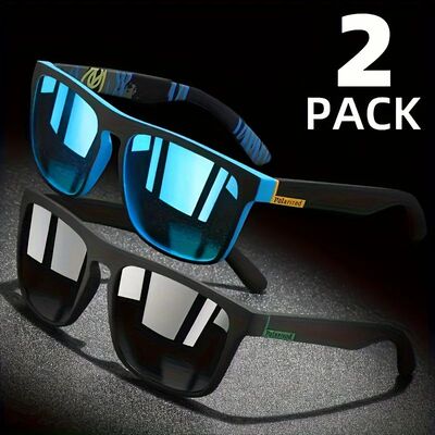 2pcs Square Polarized Sunglasses Anti Glare Sun Shades For S