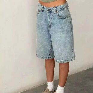 Calf Waist Women High Pants Length Jeans Leg Wide Pant Denim