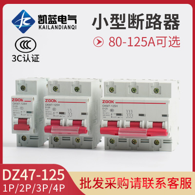 家用空气开关DZ47-100A 1P 2P 3P 4P100A125A D型空开小型断路器