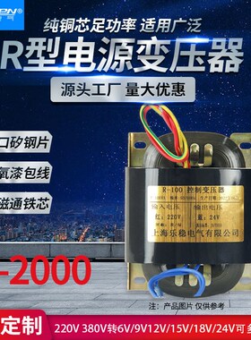R型隔离变压器R-2000W定做300VA220V转220V9V12V15V24V36V全铜R牛
