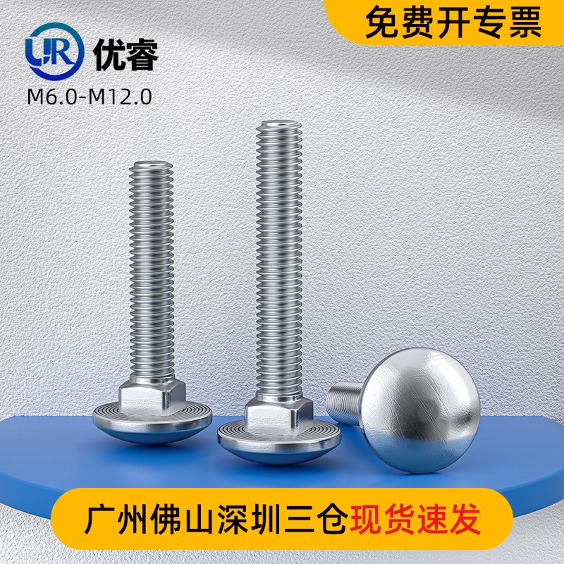 316L不锈钢马车螺丝大头圆头方颈螺丝扁头螺丝钉M6M8M10M20DIN603