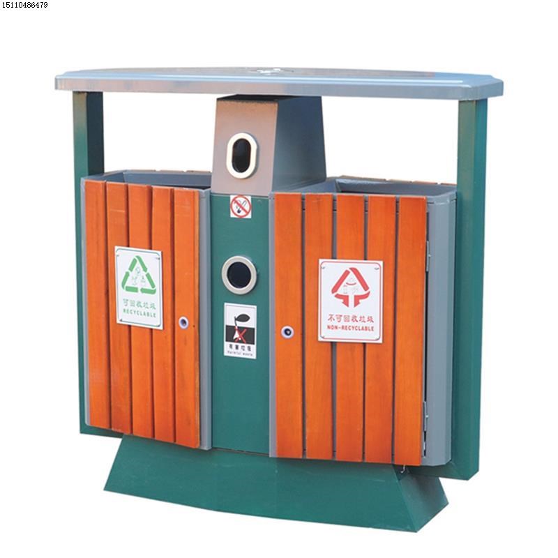 户外垃圾桶不锈钢环卫分类收纳桶区大号钢木双果皮箱垃圾筒垃圾箱