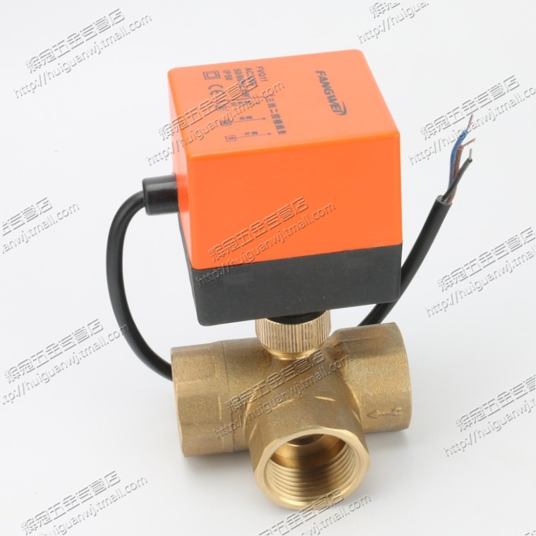 三线二控电动三通球阀风机盘管电动三通阀电动开关阀门DN15 20 25