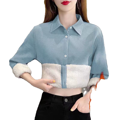 加厚保暖衬衣女2023秋冬季韩版