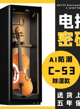 艾励特家用小提琴防潮箱吉他恒湿柜贝斯萨克斯展示柜干燥箱大提琴乐器保养密码锁防潮柜C53