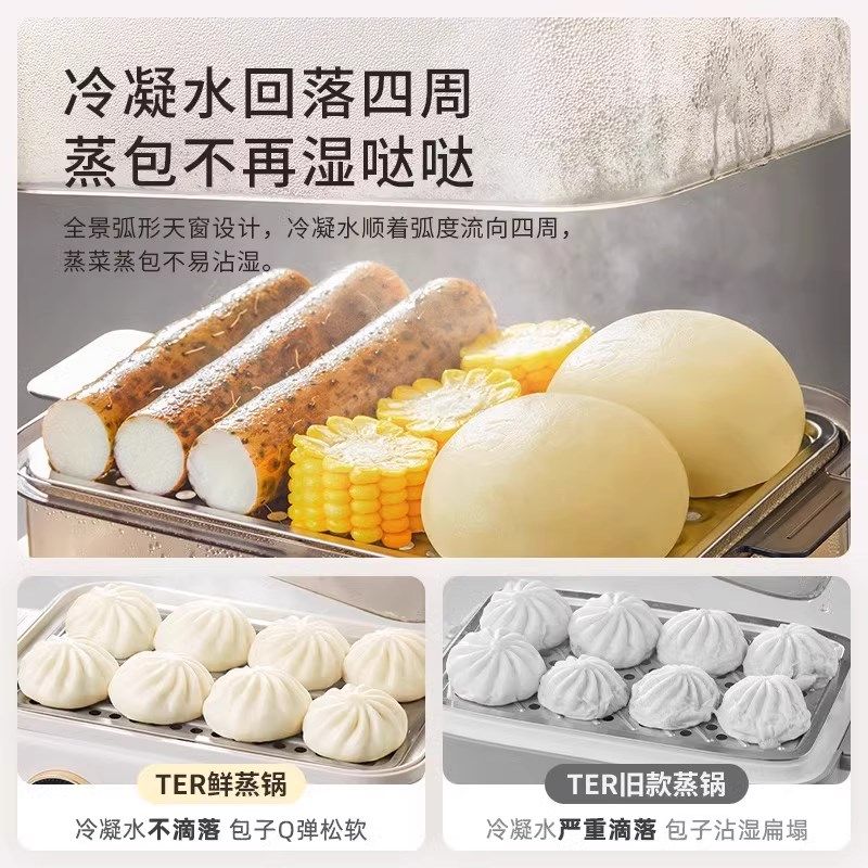 TER电蒸锅聚能鲜蒸锅蒸炖锅多功能家用三层小型定时预约蒸气炖锅