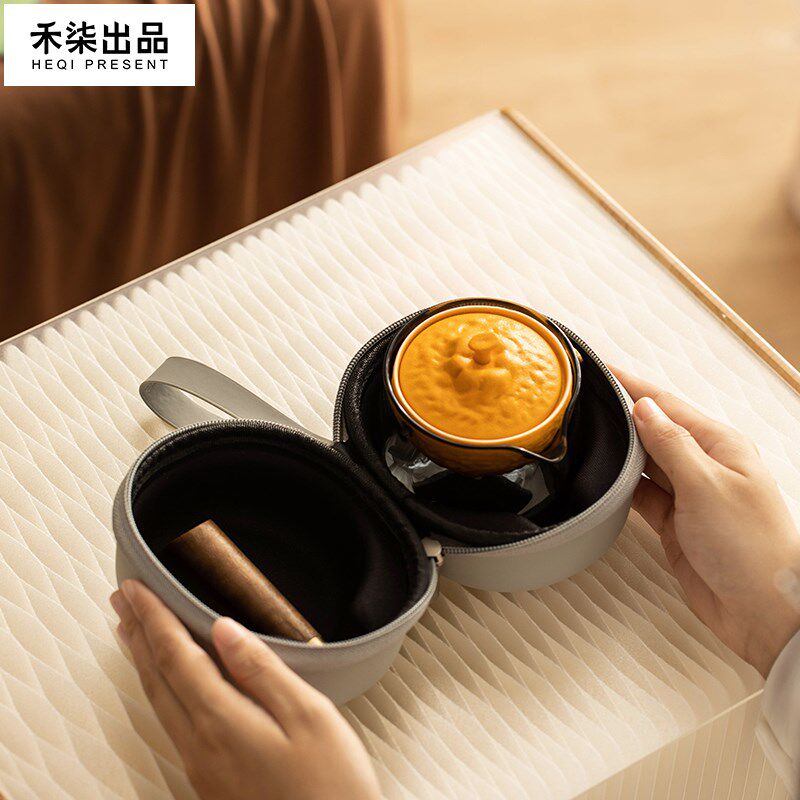 禾柒出品旋转泡茶壶单壶陶瓷玻璃功夫茶具套装家用懒人自动泡茶器