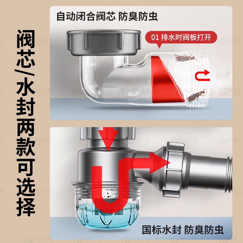 洗衣池搓衣板一体盆下水器排水管套装阳台家用石英石洗衣台柜通用