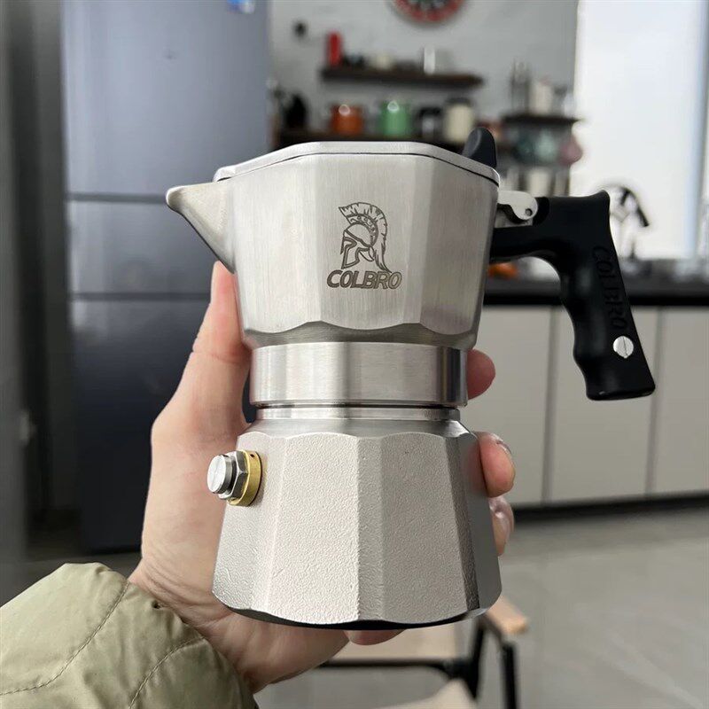 科布罗不锈钢三阀摩卡壶煮浓香咖啡家用意式咖啡机户外露营
