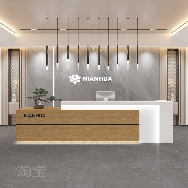 定制公司前台接待台简约现代售楼部酒店大厅办公吧台收银台柜台桌