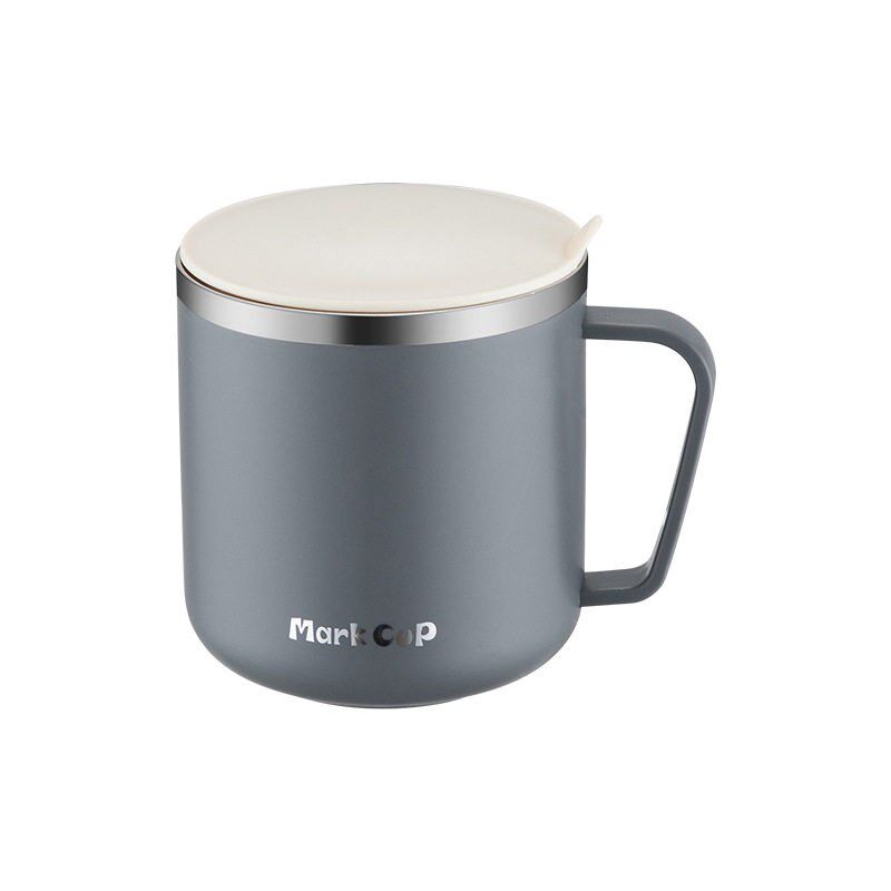 304不锈钢马克水杯办公室隔热密封带盖双层茶杯防漏便携咖啡杯