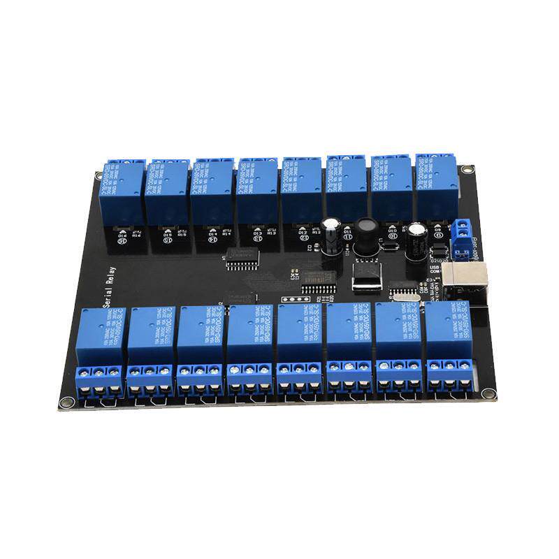 16路USB串口控制开关 USB控制继电器模块 电脑控制开关7V-38V供电