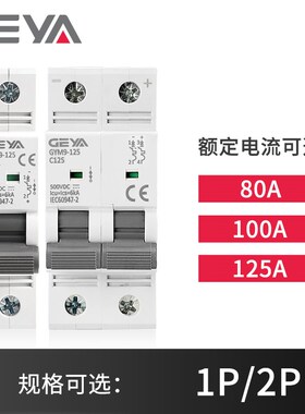 精选GEYA格亚 家用直流小型断路器80A100A125A1p2p空气开关GYM9-1