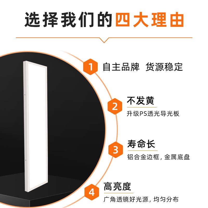 明装平板灯1200x400免开孔高亮吸顶40x120吊顶灯水泥顶毛呸顶