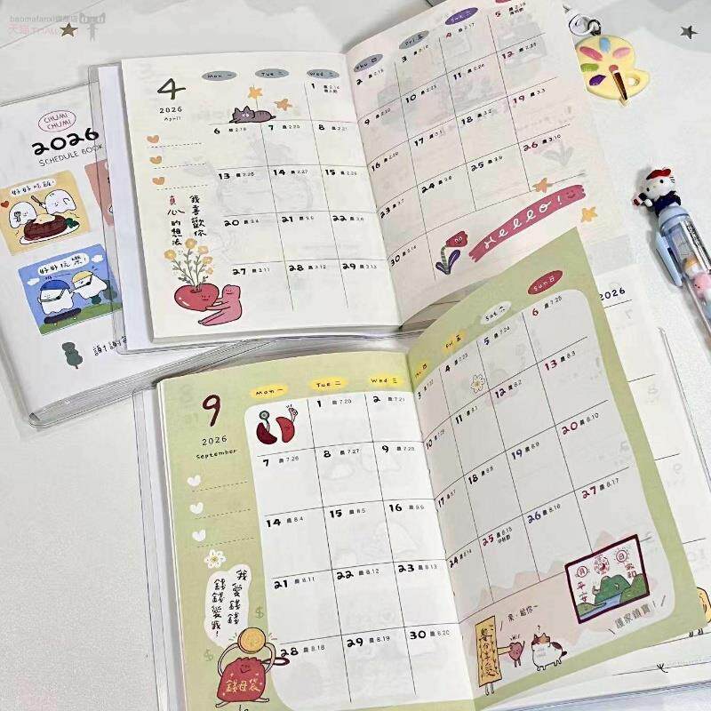 2026年台版新款漫画日程本彩页月计划周计划手账本B6日记本笔记本