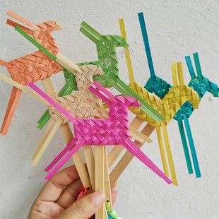 精选竹编diy材料包竹篾竹条竹编制品小马书签非遗文化手工制作材