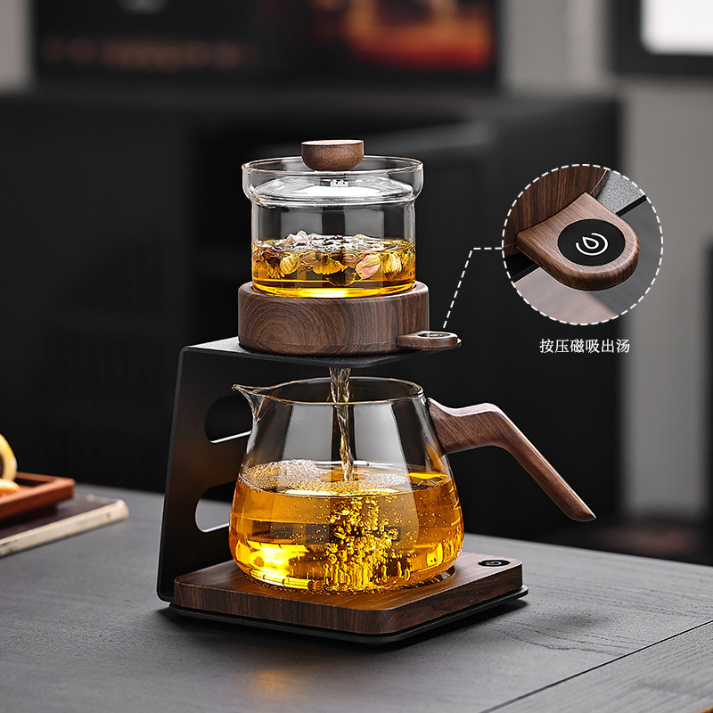 磁吸零触碰泡茶壶家用茶水分离功夫茶具套组懒人高端飘逸杯带恒温