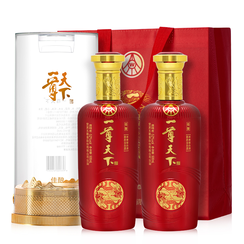 五粮液 一尊天下佳酿（新包装）52度高度白酒 送礼 500ml*2瓶装_钻酒网酒类专营店_酒类