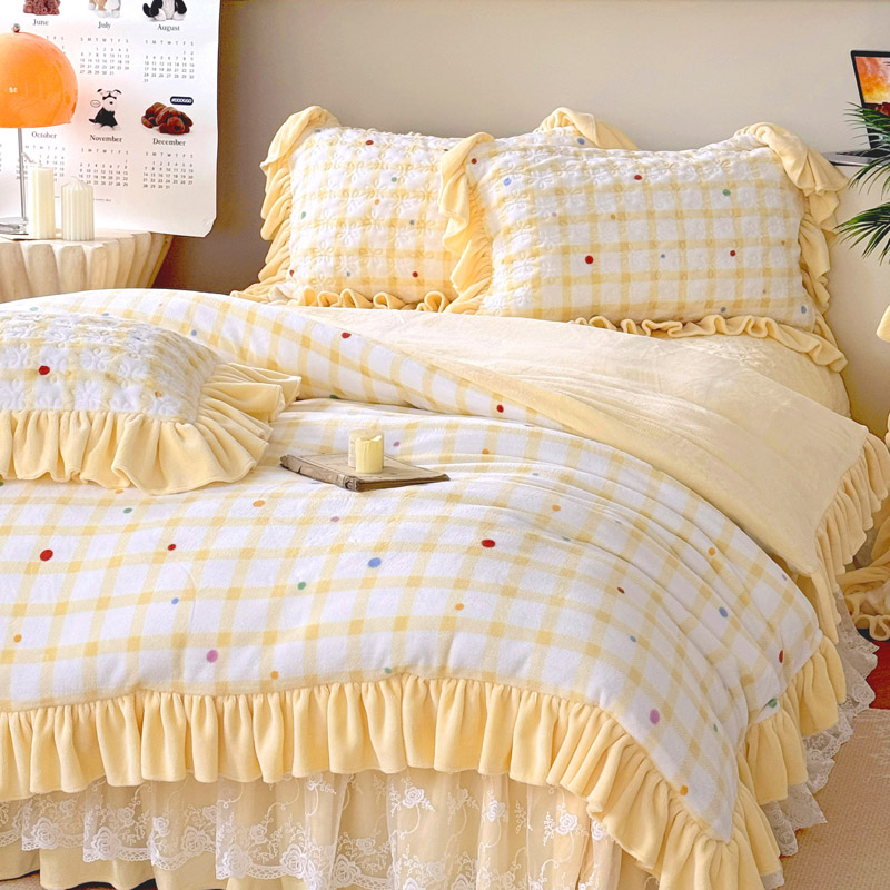 梦幻优雅婴儿绒被罩【四件套】秋冬加绒加厚保暖床盖被罩四件套