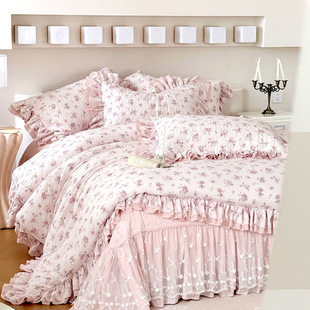 四季小清新碎花AB版棉感水洗床盖枕套被套床上用品套件