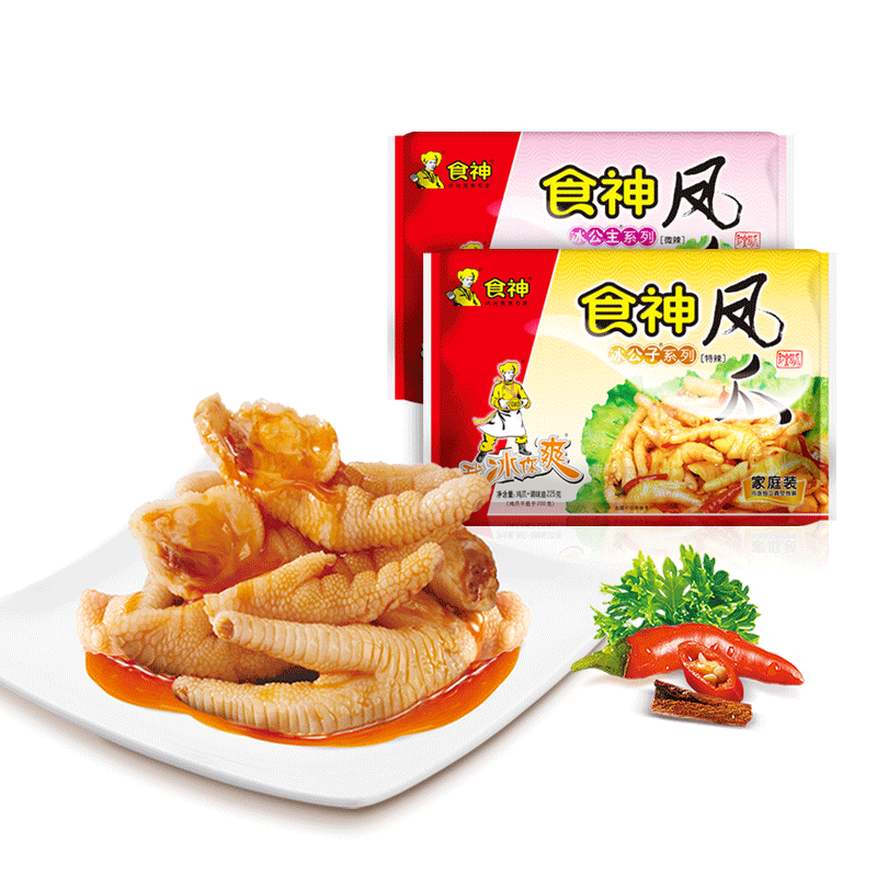 食神凤爪湛江水晶鸡爪特产冰公子冷藏即食辣味180g鸡脚零食225g