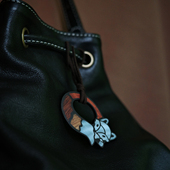 「小狐狸」黑檀木手工镶嵌包挂国风钥匙扣挂件饰品高档不含包