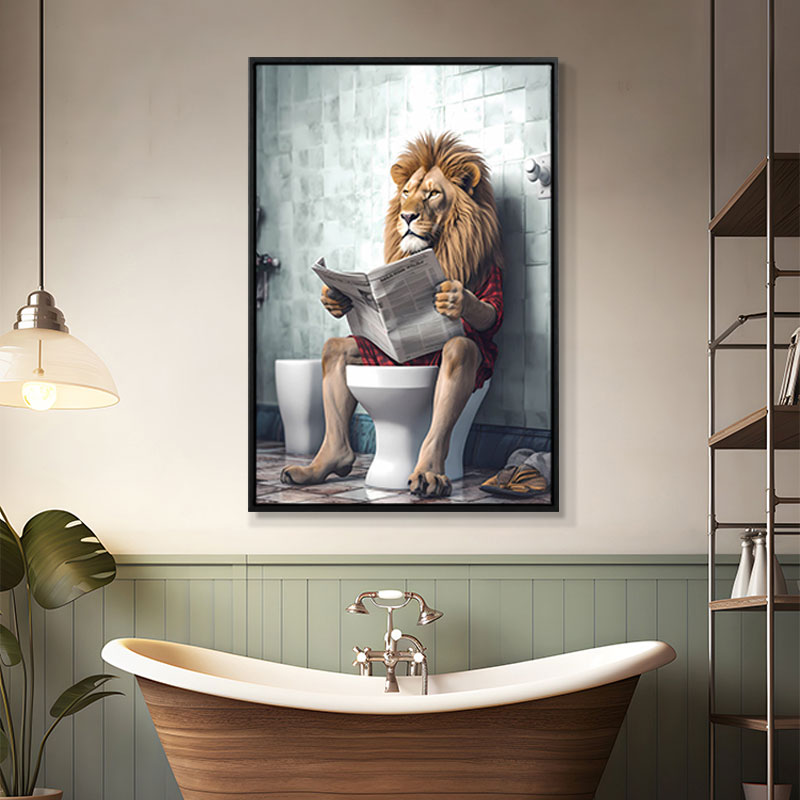 复古创意动物卫生间挂画狮子猫咪酒吧厕所浴室装饰画防水免打孔图片
