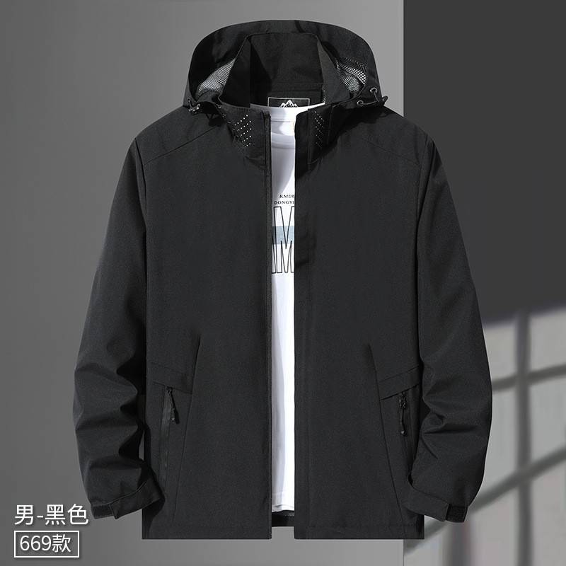 2025秋季新款男士夹克时尚春秋防风运动户外冲锋衣单层外套男潮装