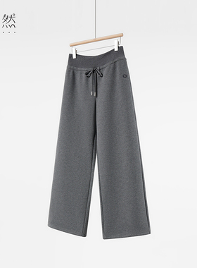 时然大码微胖MM24年冬季新款时尚显瘦韩系休闲加绒针织卫裤