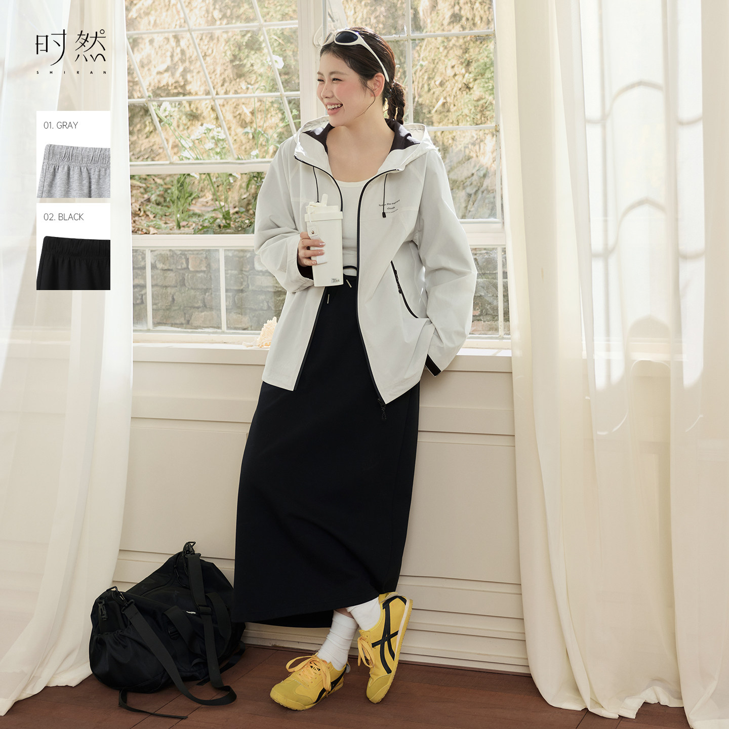 时然大码黑色半身裙A字裙微胖ｍｍ百搭宽松显瘦半裙春季新品裙子