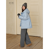 女装 派克服棉服冬季 新款 时然大码 棉衣微胖MM时尚 休闲宽松连帽外套