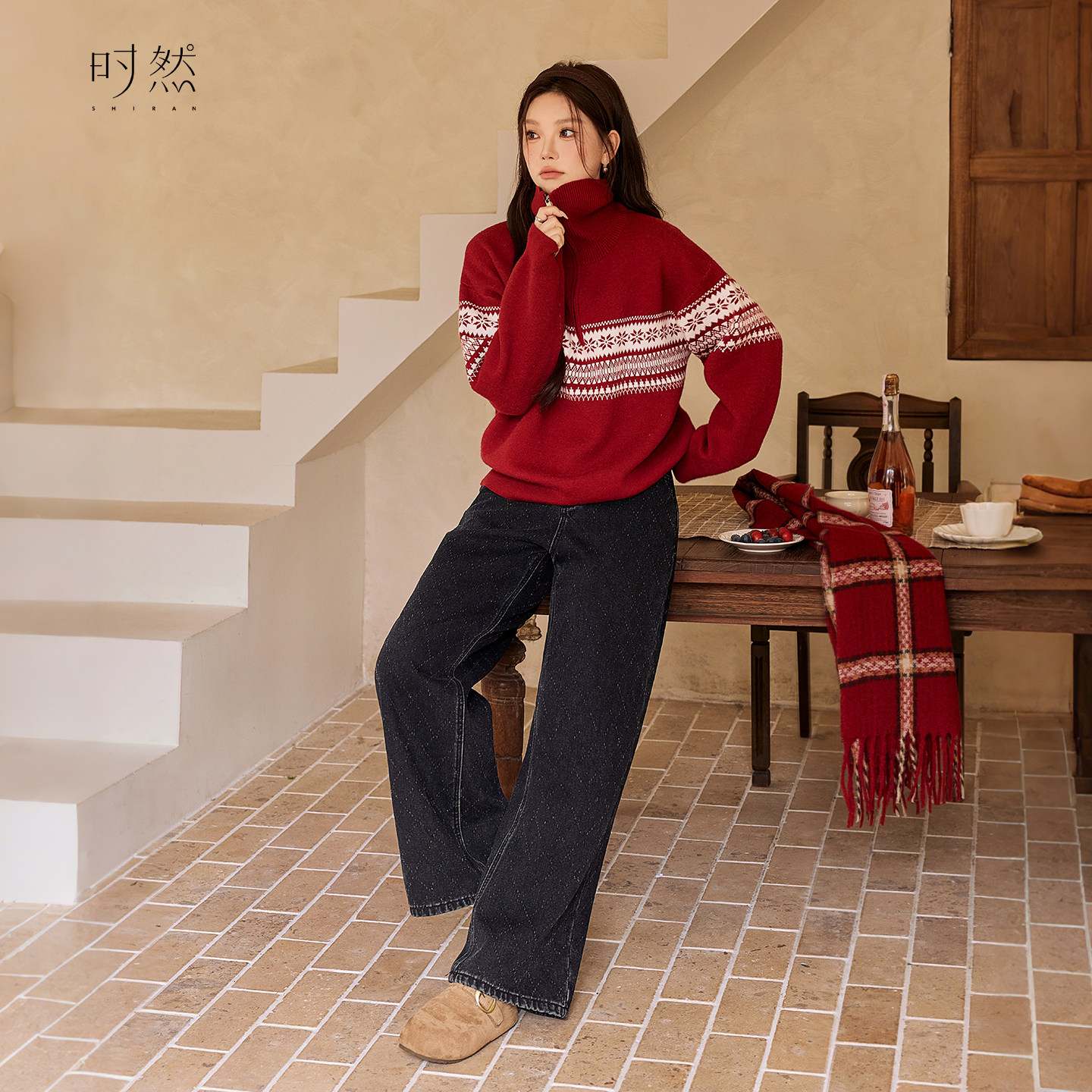 时然大码加绒直筒牛仔裤微胖mm显瘦新款裤子冬款加厚高腰直筒裤,女装/女士精品,大码裤装,淘宝优惠券,粉丝福利购,淘宝优惠卷