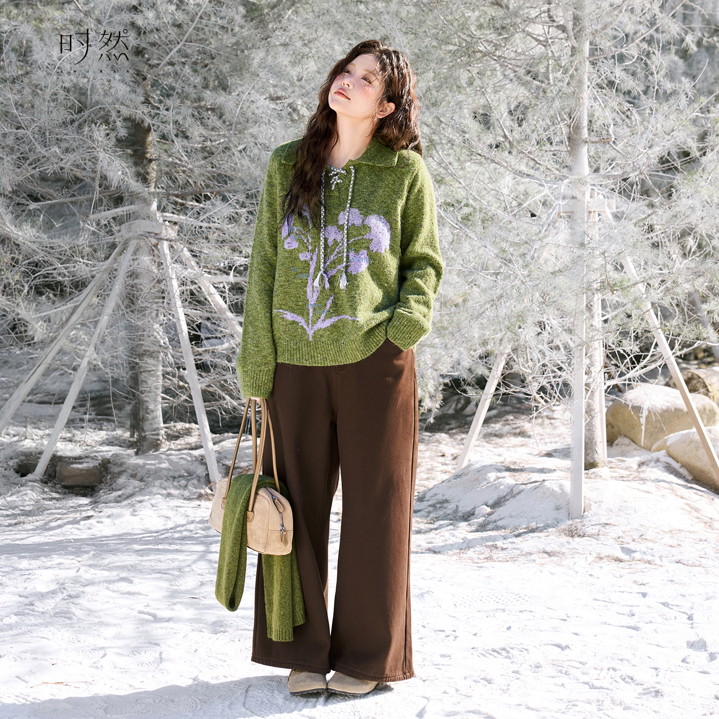 时然大码加绒牛仔裤直筒裤阔腿裤