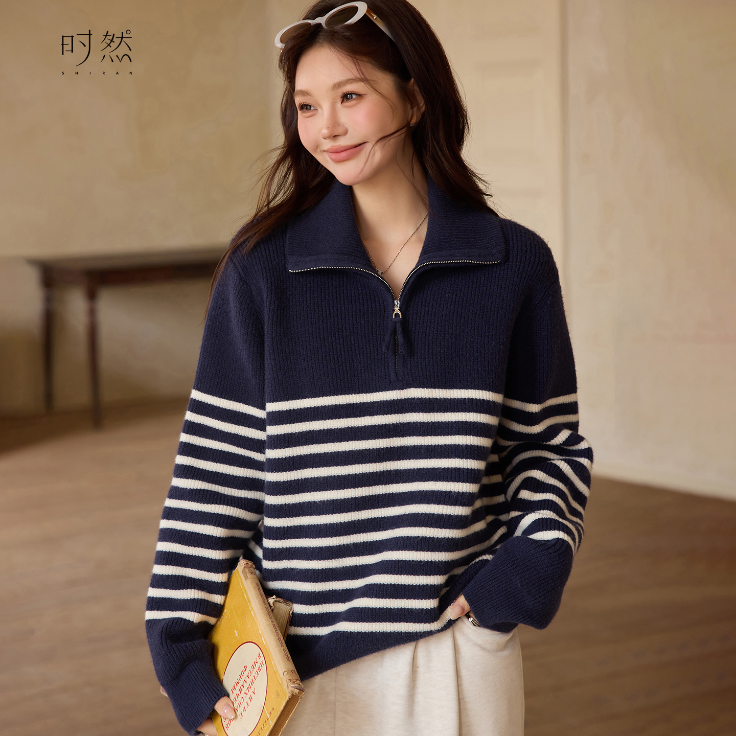 时然大码微胖MM原创显瘦针织衫